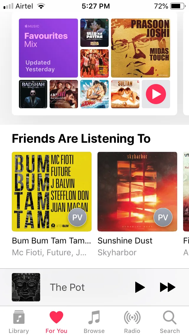 Screenshot showing Apple Music’s Social Integration