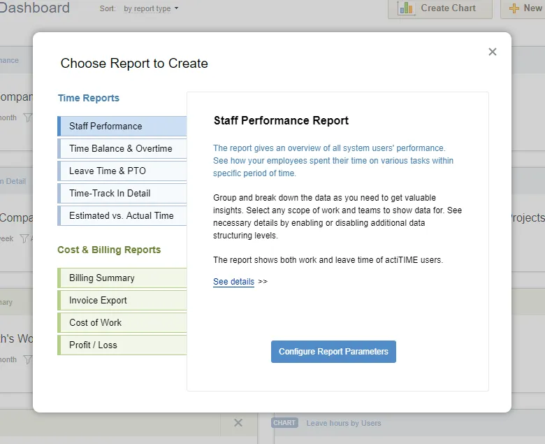 actitime report selector