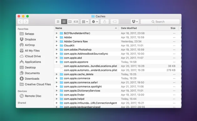 List of cache