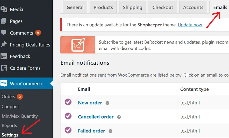 WooCommerce order emails not sending