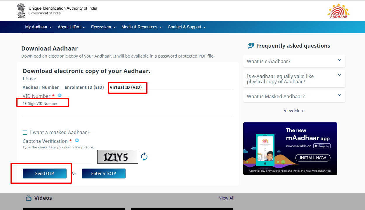 how to download aadhar cardname and dob?