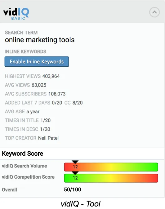 vidIQ Tool 