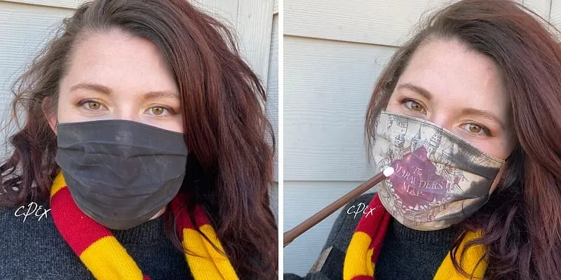 Magic mask that reveals the Marauders Map on breathing.