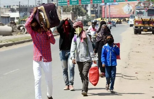 The migrant workers setting out on foot to their hometowns became a common sight following the national lockdown