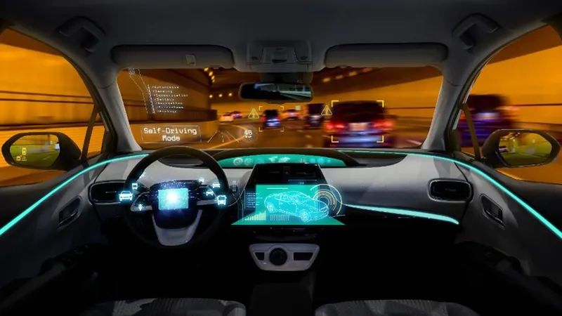 A heads-up display on an autonomous car dashboard at night Source: Shutterstock