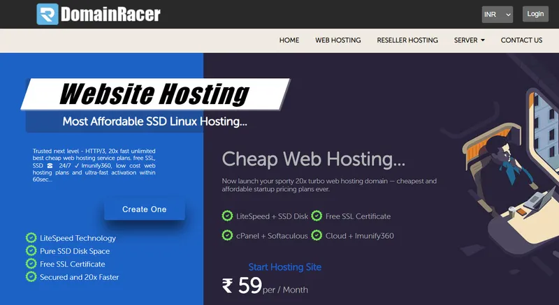 Domain Racer Website hosting