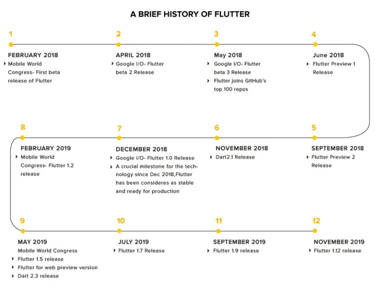 History of flutter app
