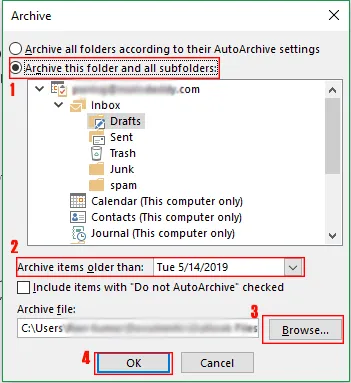 save archive pst