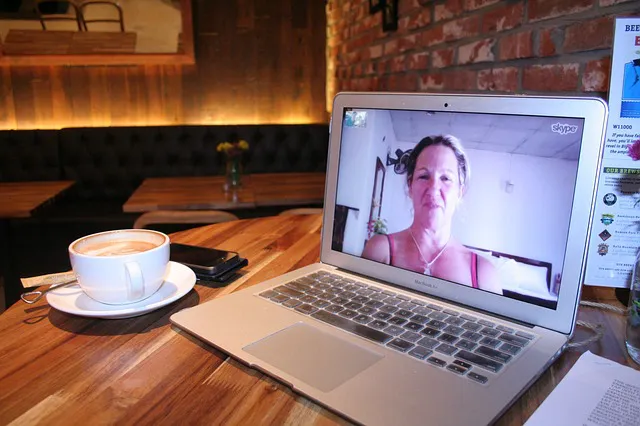 A lady in a video call