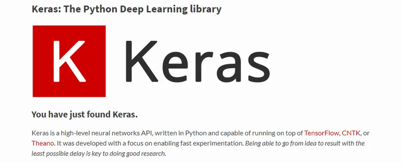 Keras hot sale library python