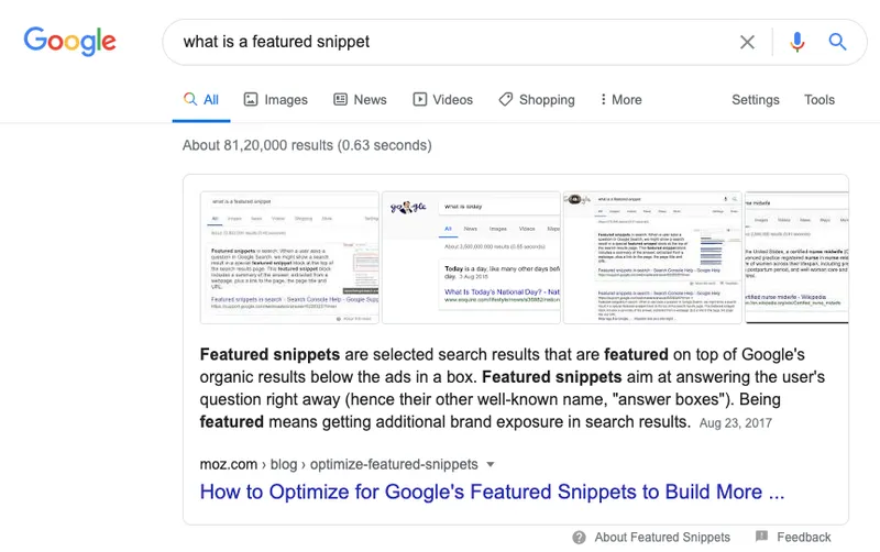 Featured Snippet Moz