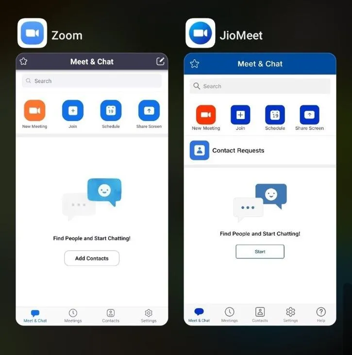Zoom vs JioMeet : Duplicate UI 