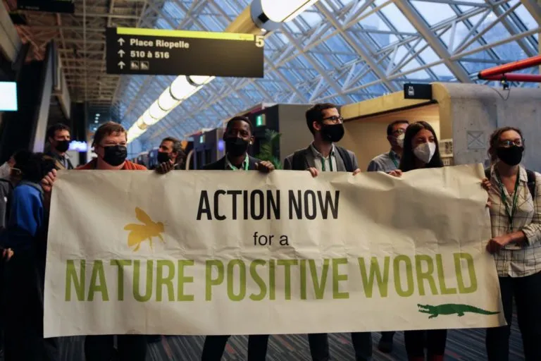 मॉन्ट्रियल में संयुक्त राष्ट्र जैव विविधता सम्मेलन ( COP15) में लगी गई तस्वीर। तस्वीर– आईआईएसडी/ईएनबी