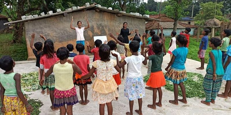 Village children learning in Odisha