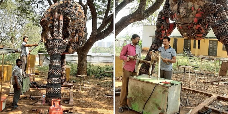 मिलें आंध्र प्रदेश के उस प्रोफेसर से जो कबाड़ से बनाते हैं मूर्तियां