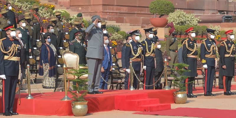 भारत के राष्ट्रपति आर्मी गार्ड बटालियन के औपचारिक बदलाव समारोह के गवाह बने