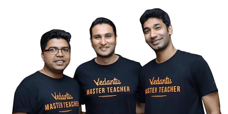 वेदांतु के को-फाउंडर्स आनंद प्रकाश, पुलकित जैन और वामसी कृष्णा