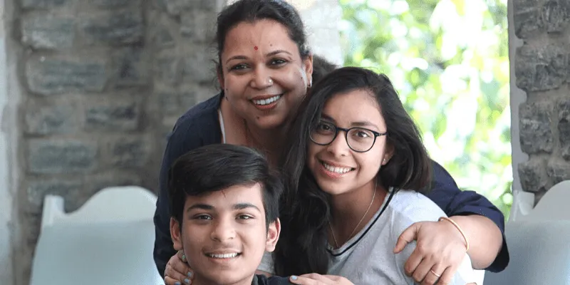 Mehul with his sister and mother.