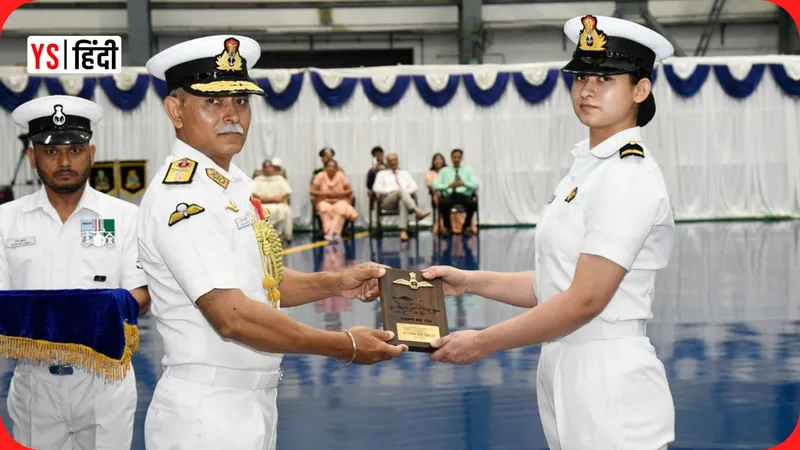Sub Lieutenant Aastha Poonia received the prestigious ‘Wings of Gold’ from Rear Admiral Janak Bevli, ACNS (Air).