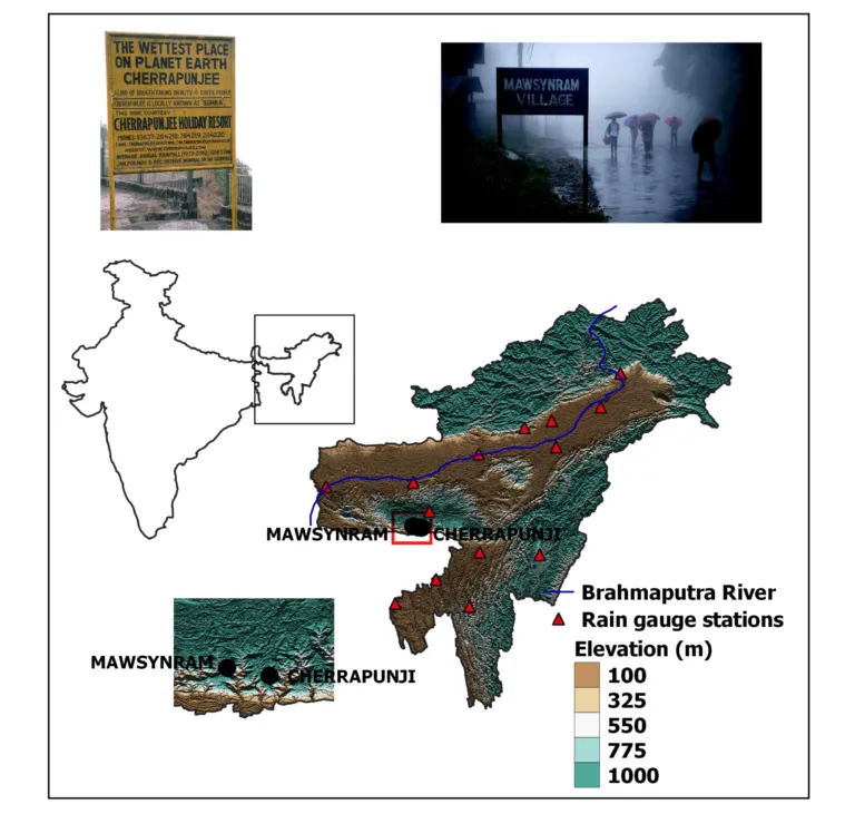 इस शोध में पूर्वोत्तर के 16 मौसम केंद्रों से आंकड़े लिए गए। ये केंद्र इस क्षेत्र के 7 राज्यों में फैले हुए हैं। तस्वीर साभार- अध्ययनकर्ता