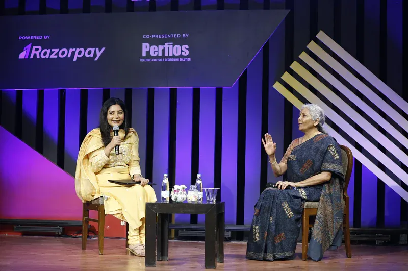 fireside chat at TechSparks 2022, Finance Minister Nirmala Sitharaman speaks with Shradha Sharma, Founder and CEO of YourStory