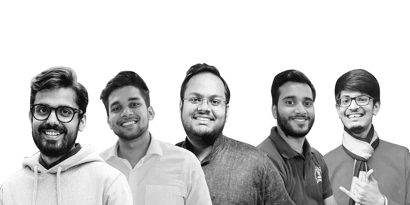 सह-संस्थापक (बाएँ से दायें) देश दीपक द्विवेदी, हितेश गौतम, कीर्ति कृष्णन, पंकज बरनवाल, और सौरभ पटेल