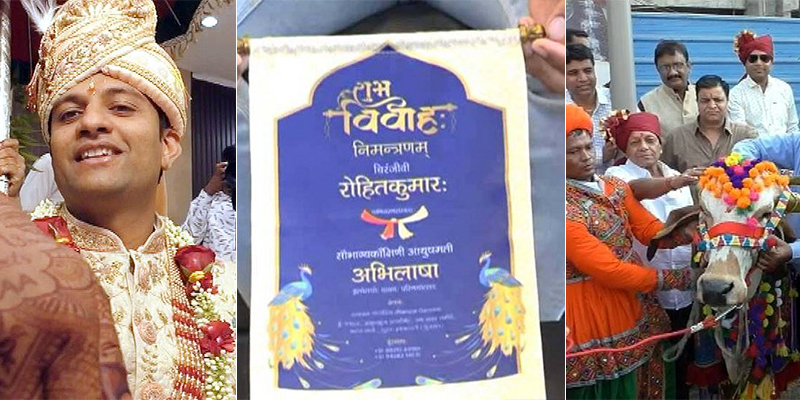 दूल्हे के हाथों में CAA वाली मेहंदी, गाय-बछड़ा बने बाराती, चर्चा का विषय बनी सूरत की यह शादी