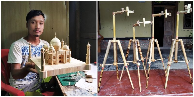 बांस की लकड़ी से खूबसूरत कलाकृतियाँ बनाता है मणिपुर का यह युवक, लॉकडाउन के बीच लकड़ी का ट्राईपॉड बनाकर पाई चर्चा