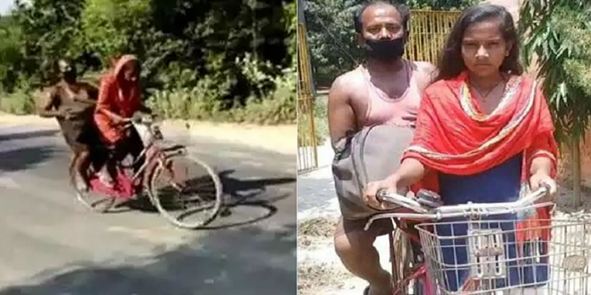 சொந்த ஊருக்குச் செல்ல அப்பாவை சைக்கிளில் 1,200 கி.மீ ஓட்டிச் சென்ற சிறுமி!