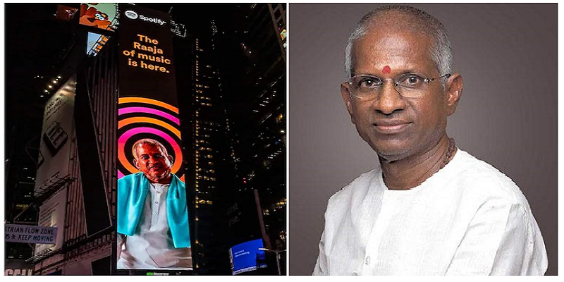 புகழ்பெற்ற நியூயார்க் டைம்ஸ் சதுக்கத்தில் இசைஞானியின் படம்:  கொண்டாடும் நெட்டிசன்கள்!