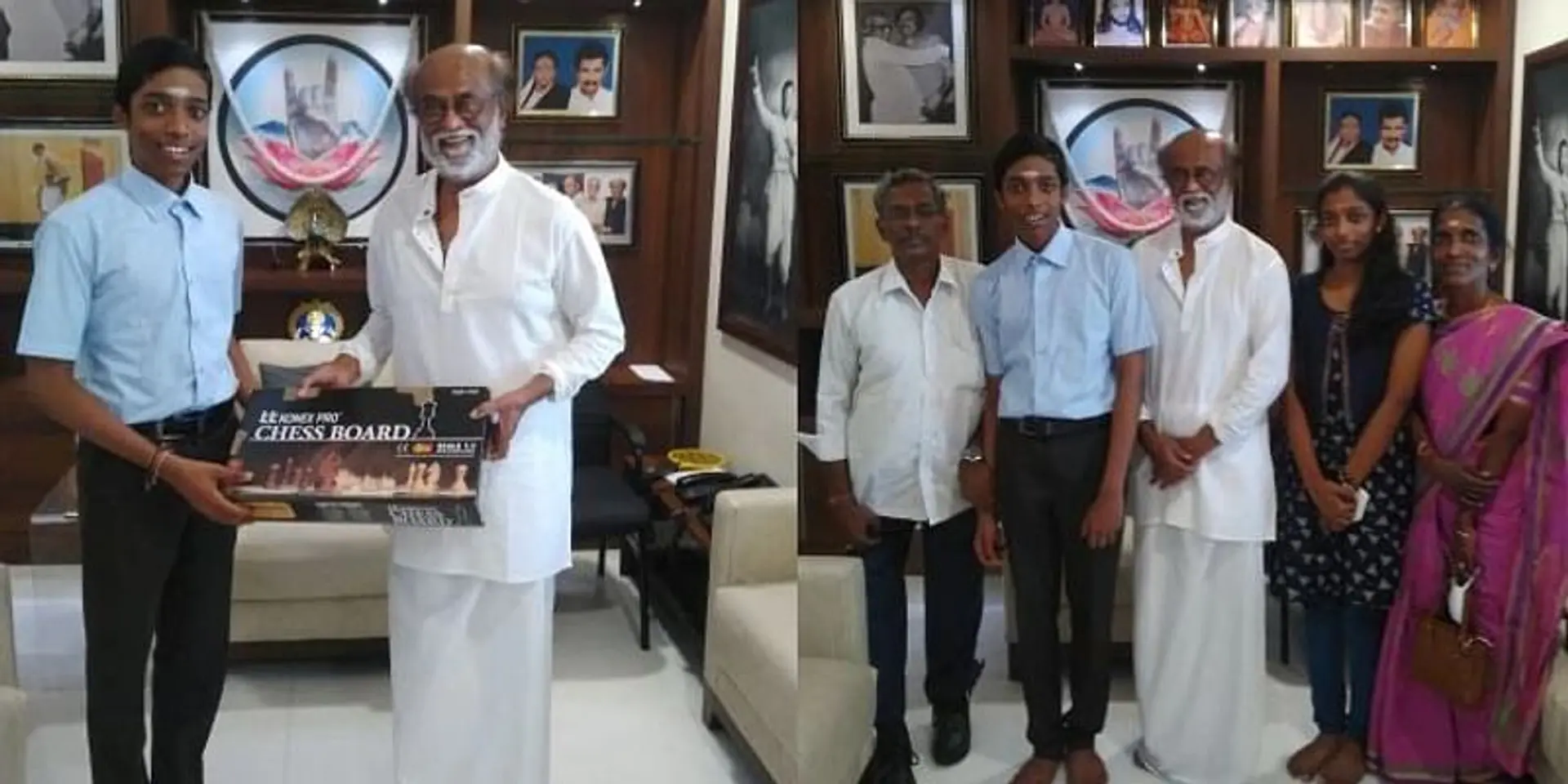 செஸ் சாம்பியன் பிரக்ஞானந்தா-வை குடும்பத்துடன் வீட்டுக்கு அழைத்து வாழ்த்திய சூப்பர்ஸ்டார் ரஜினிகாந்த்!