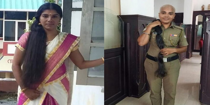 புற்றுநோயாளிகளுக்காக தலைமுடியை தானம் செய்த கேரள பெண் போலீஸ்!