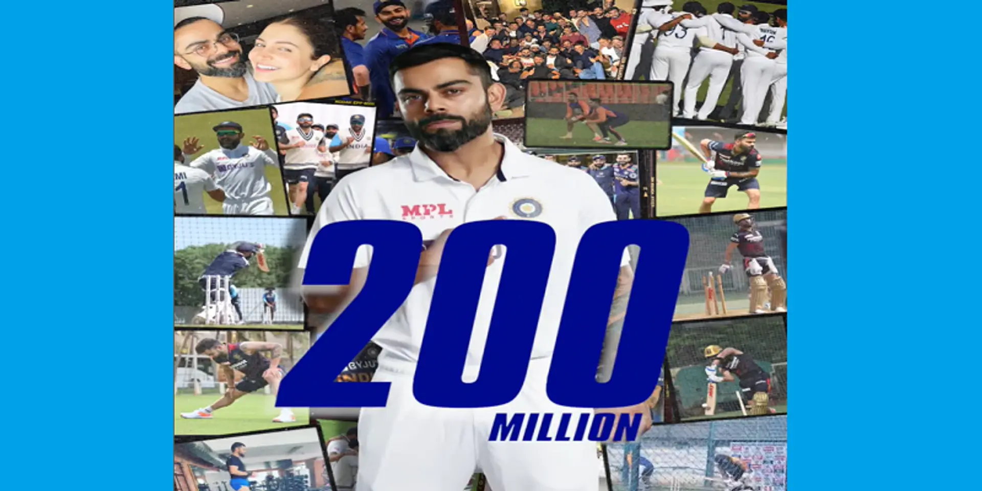 இன்ஸ்டாவில் 20 கோடி ஃபாலோயர்களை பெற்ற முதல் இந்தியர்; சாதனை படைத்த விராட் கோலி!