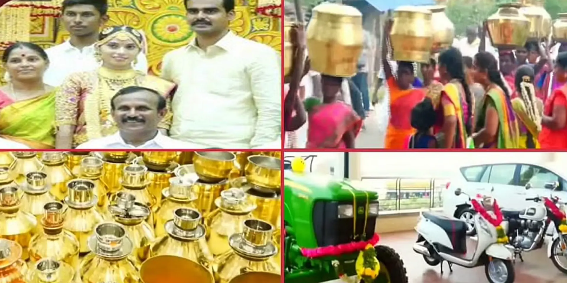 அரிசி முதல் ஆடு வரை; பைக் முதல் டிராக்டர் வரை; பாத்திரக் கடையே சீர்வரிசை: கொரோனா பஞ்சத்தில் ஓர் பிரம்மாண்ட திருமணம்!