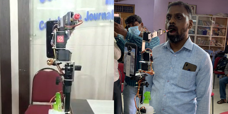 கொரோனா டெஸ்ட் எடுக்கும் ரோபோ கருவி உருவாக்கிய கோவை இளைஞர்!