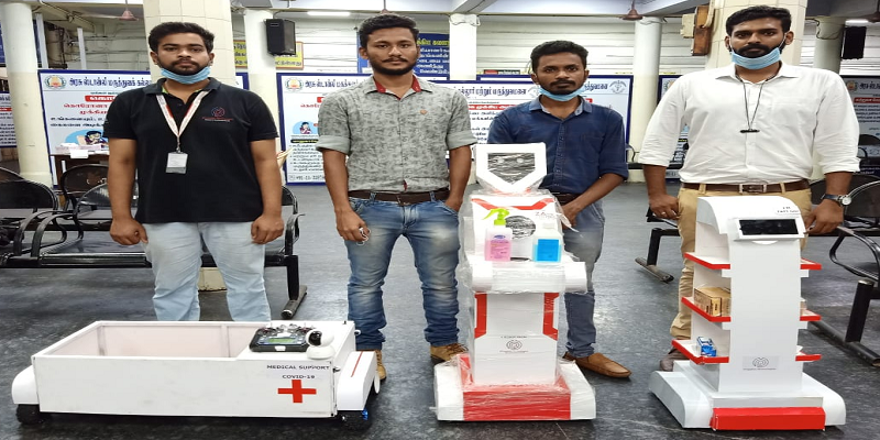கொரோனா வார்டுகளில் கைக்கொடுக்கும் திருச்சி நிறுவன ரோபோக்கள்!