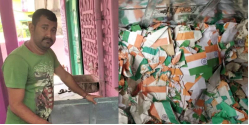 தூக்கி எறியப்படும் தேசியக் கொடிகளை சேகரிக்கும் பேச்சுக் குறைபாடு உள்ள இந்த தேசபக்தர்!