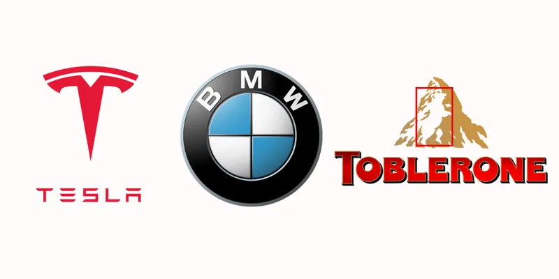 Tesla, BMW and Toblerone logo