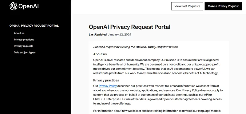 OpenAI privacy request