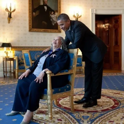 Barack Obama with Toni Morrison