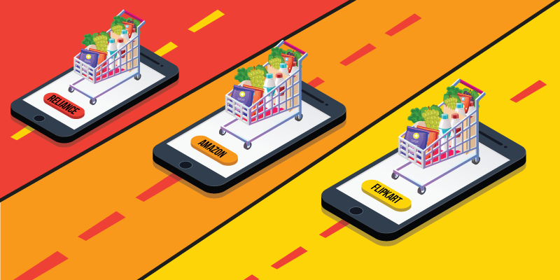 What makes online grocery attractive for giants like Flipkart, Amazon, and Reliance
