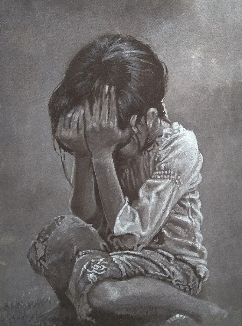 Crying little girl by Sriyadi Srinthil