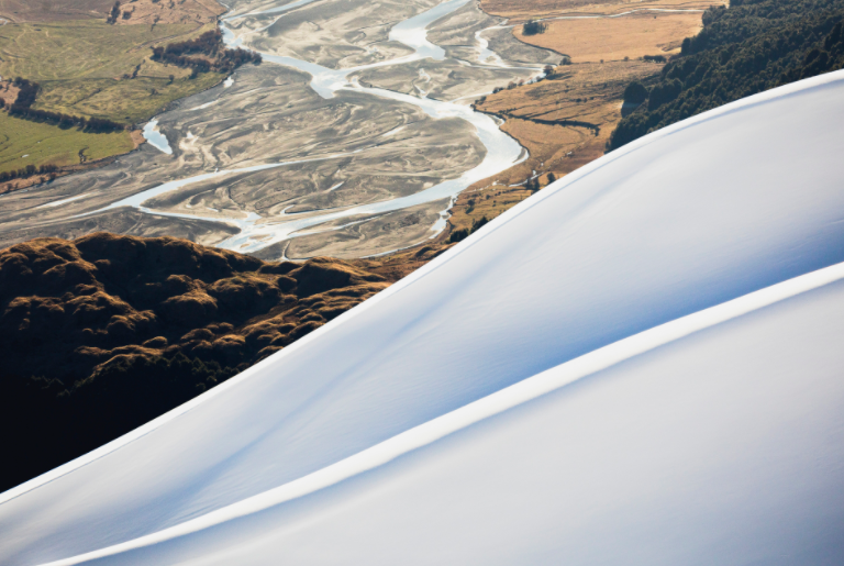 Looking down onto Matukituki Valley near Wanaka in Winter by Mark Clinton, Australia