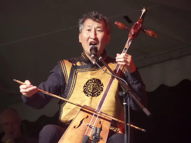 Epi (Dandarvaanchig Enkhjargal) from Mongolia, on the morin khoor - or horsehead fiddle