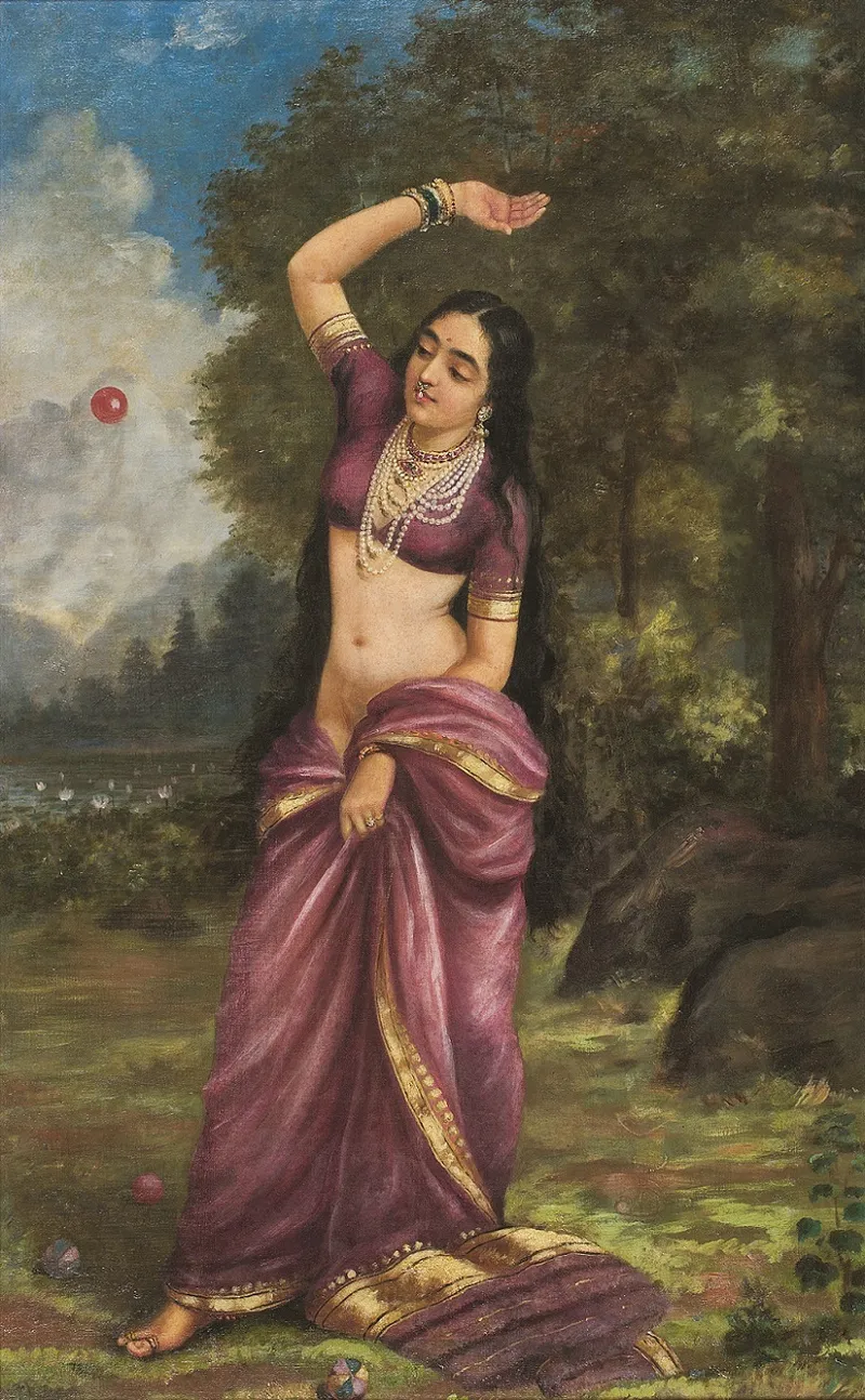 Raja Ravi Varma (1848-1906) - Mohini Playing With a Ball