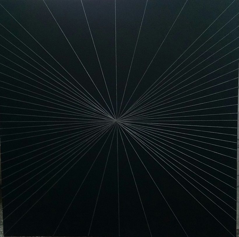 Coiled Together, Wool on canvas, 35 x 35 inches 2005