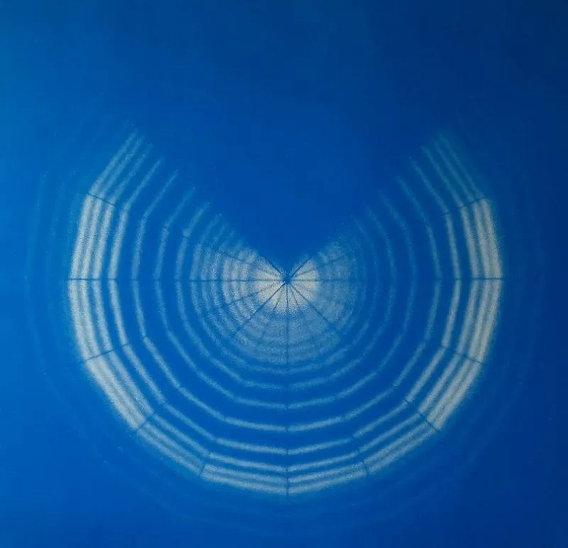 Untitled (white circle on blue) by Shobha Broota