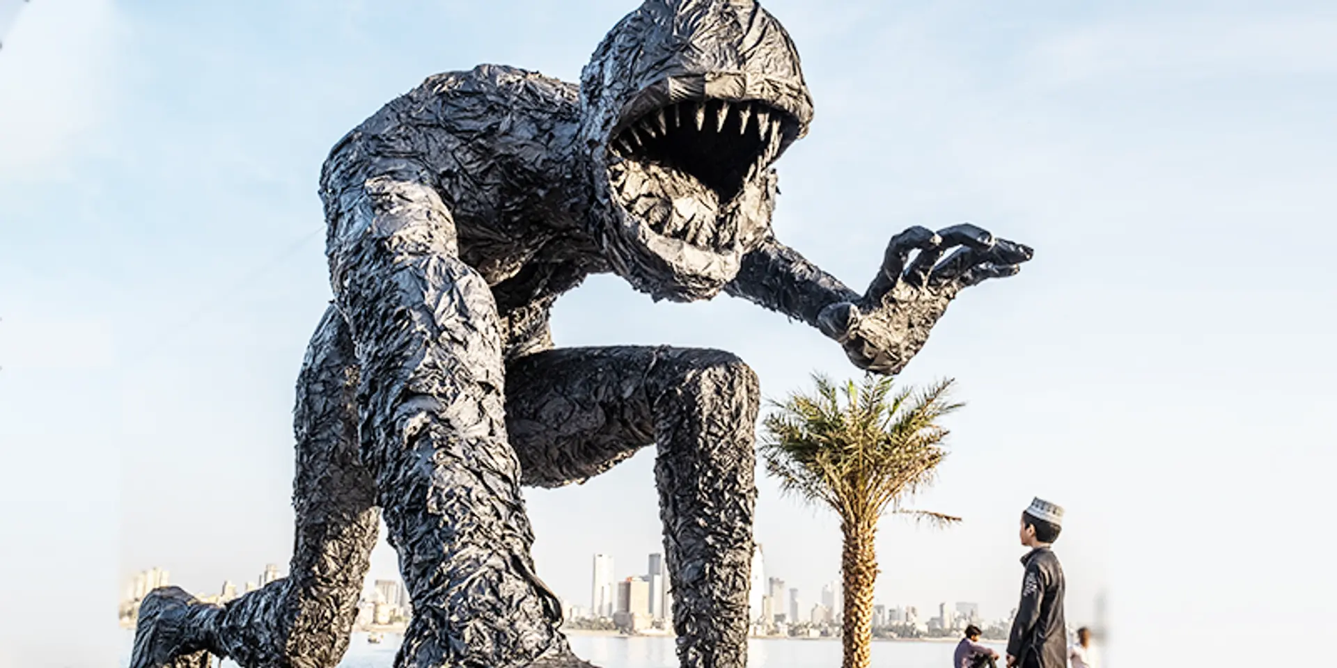 Installation on Bandra-Worli Sealink in Mumbai seeks to drive home point that the monster of plastic waste never really goes away