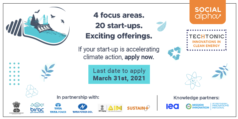 Social Alpha's Techtonic challenge: An opportunity for cleantech start-ups to innovate for a greener future.