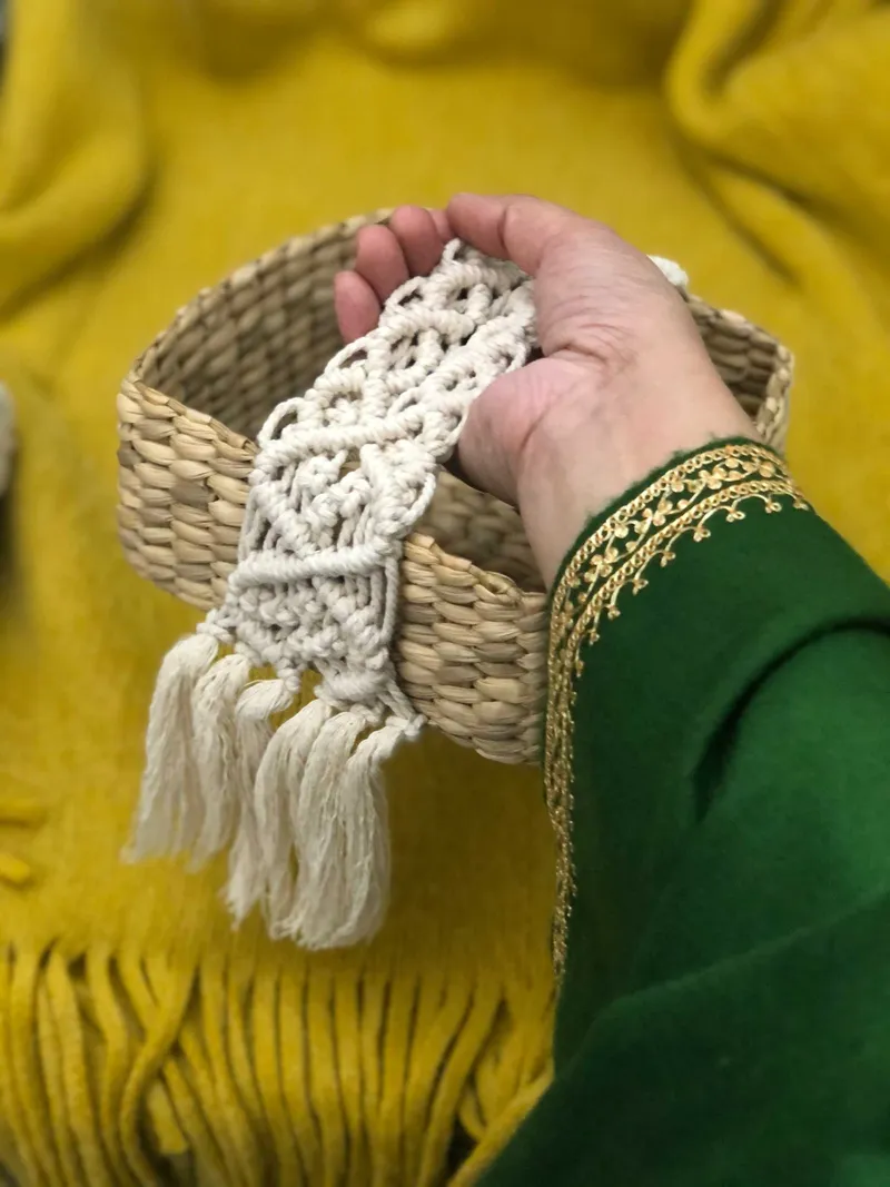 Boho Macrame Water Reed Basket